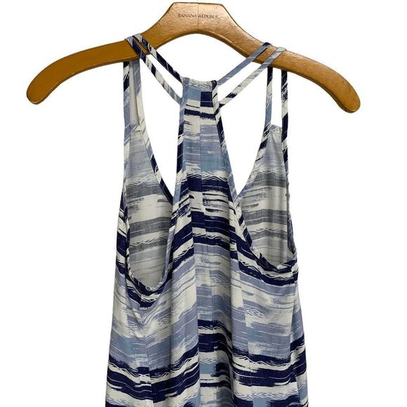 Mudd Junior's size Medium Blue white gray tribal stripe Racerback Granola Top - Picture 9 of 13